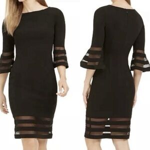 Calvin Klein Size 4 Bell-Sleeve
Boat Neck Sheath Dress Black NEW WITH TAGS